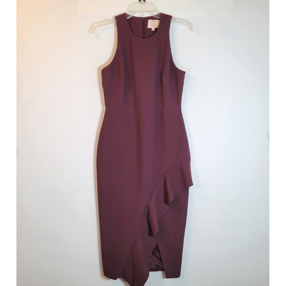 cinq a sept Dresses & Skirts - Cinq a Sept Womens Plum Piper Tank Ruffle Midi Dress Size 6 Purple Career Party